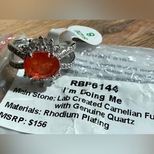 Bomb Party Ring RBP6144 I’m Doing Me Camelian Fused Rhodium size 8 NWT